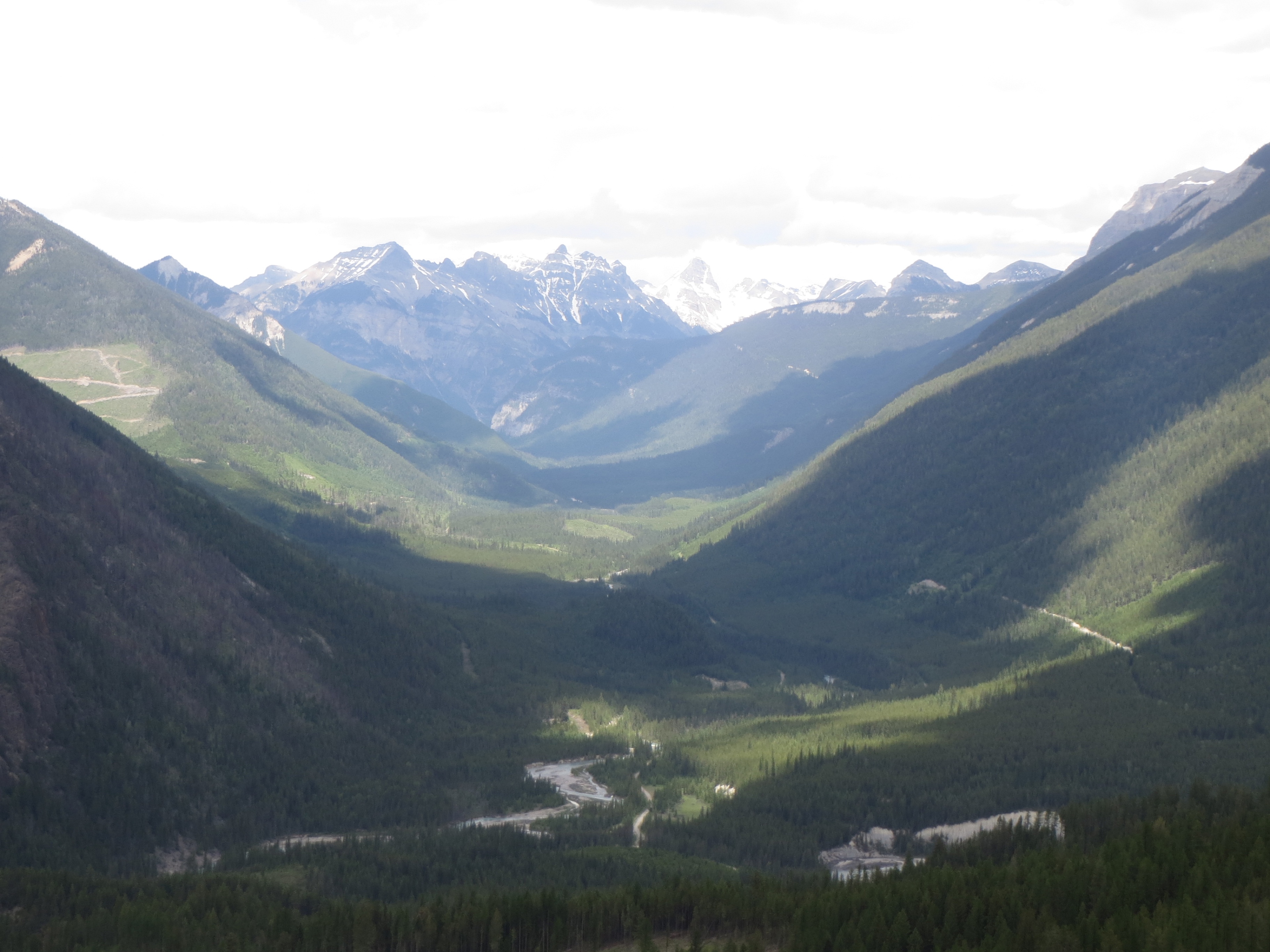 Looking up the valley toward the Rocky Mountains at the Rare One Project, East Kootenay, BC