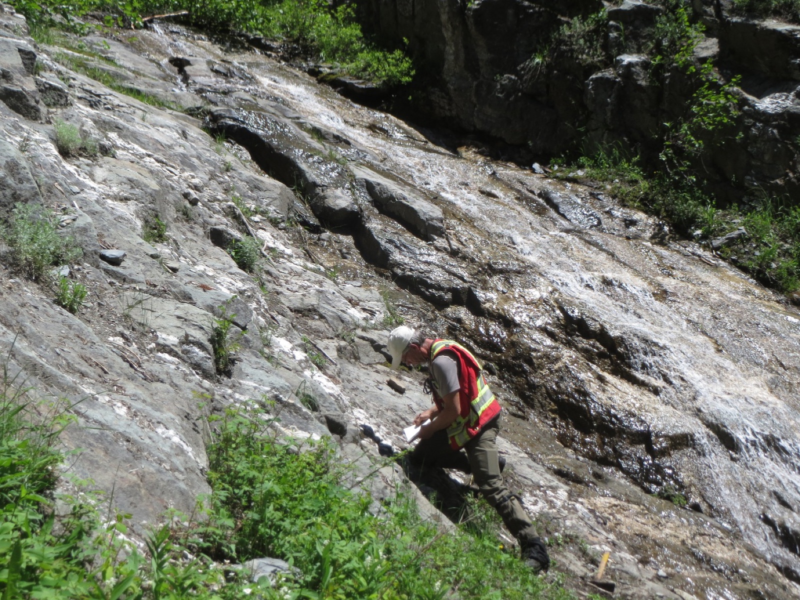 Sr. Geologist Paul Baxter mapping and sampling at the Fenwick Sill